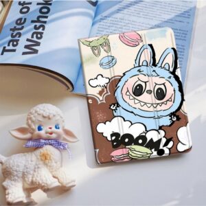 Labubu print folio tablet case: Blue Boom (017#32)